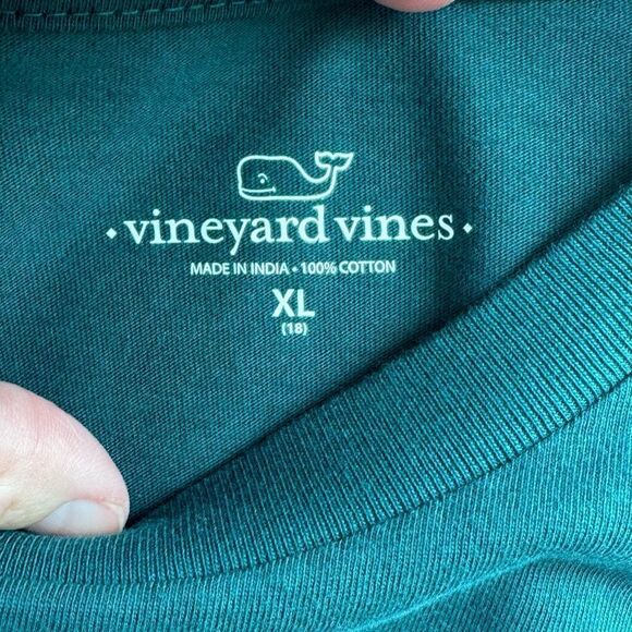 NWT Vineyard Vines Charleston Green Long Sleeve Blocked Whale Dot Grid Kids XL - Picture 5 of 10